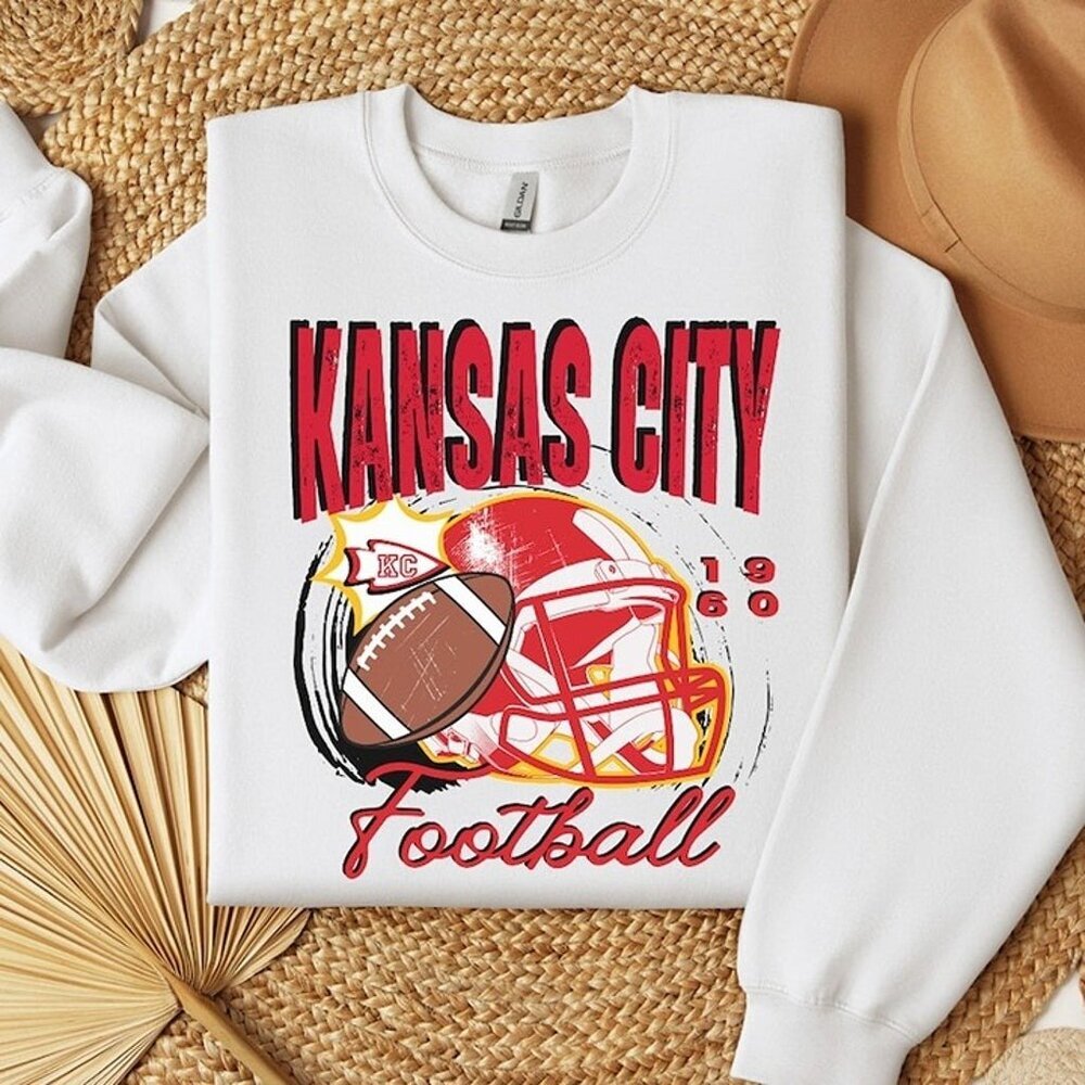Cute Kansas City Football Sweatshirt NFL Crewneck Retro Chiefs Fan Gift 79